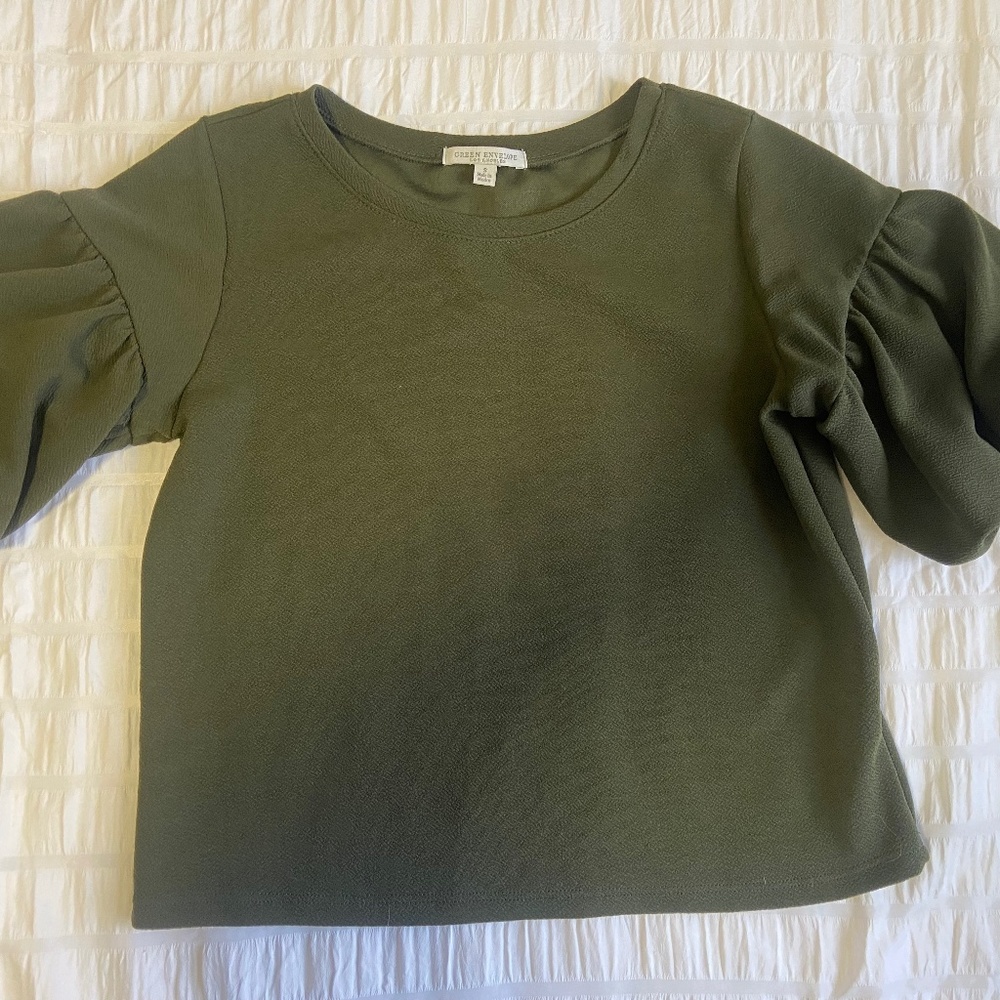 Green Envelope Green Blouse, Size Small